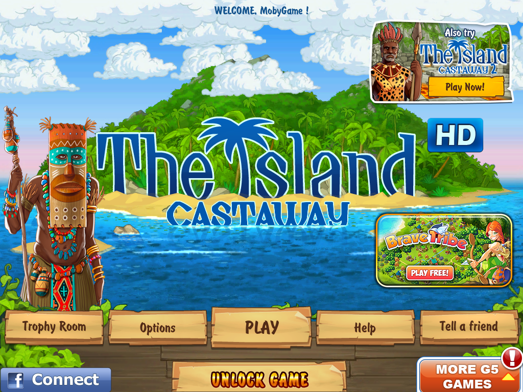 The Island: Castaway (iPad) screenshot: Title and main menu