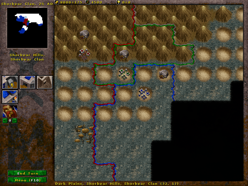 Wyrmsun (Windows) screenshot: Grand strategy mode global map screen.