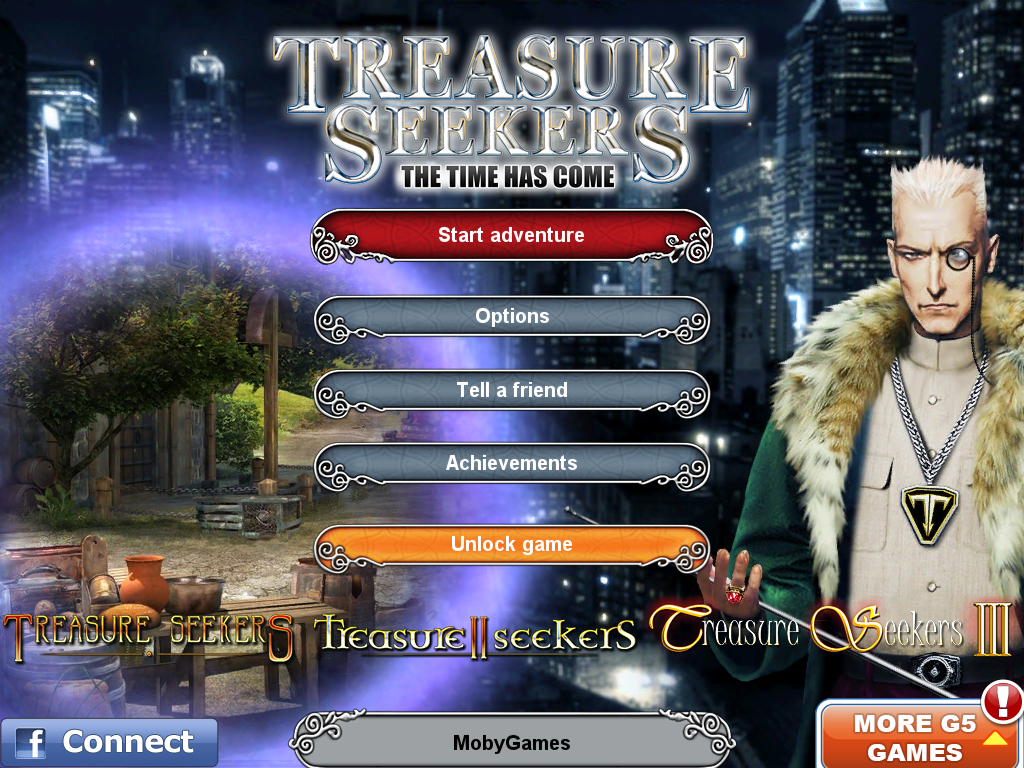 Treasure Seekers: The Time Has Come (iPad) screenshot: Title and main menu