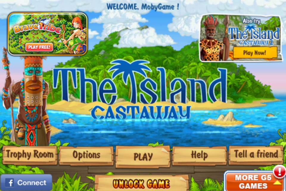 The Island: Castaway (iPhone) screenshot: Title and main menu