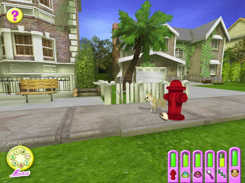 Hollywood Pets (Windows) screenshot: Taking the dog for a walk is how the player gets the dog to empty its bladder