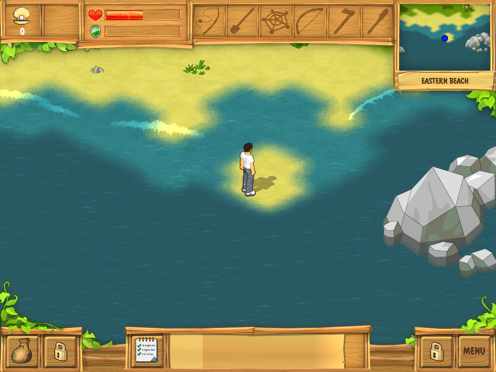 The Island: Castaway (iPad) screenshot: You start on a beach