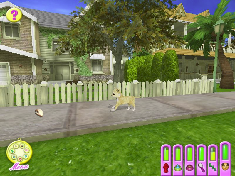 Hollywood Pets (Windows) screenshot: Going for a walk There's no control over the dog, it just walks along as it wishes. Backgrounds are nice though