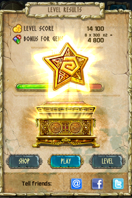 The Treasures of Montezuma 3 (iPhone) screenshot: I earned a star