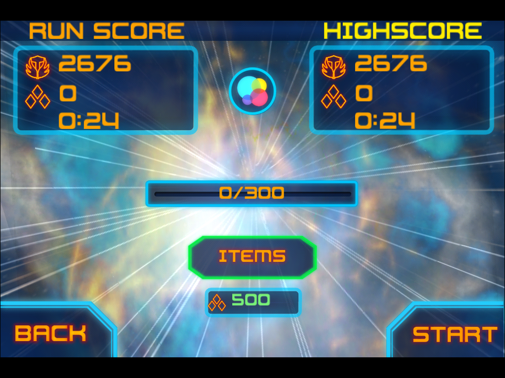 Techno Dash (iPad) screenshot: Game over. This is how I did.