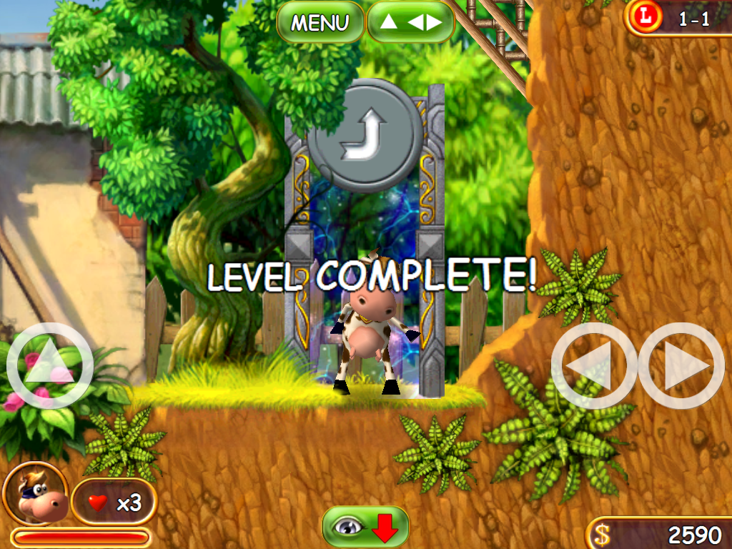 Supercow (iPad) screenshot: Level complete!