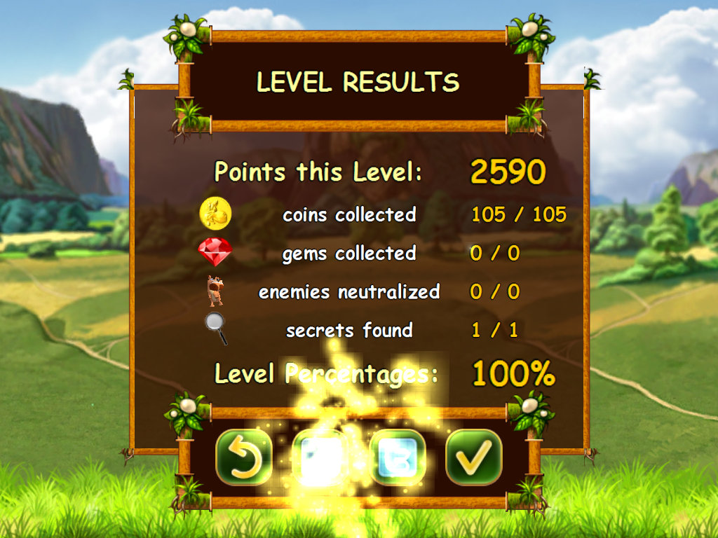 Supercow (iPad) screenshot: Level results