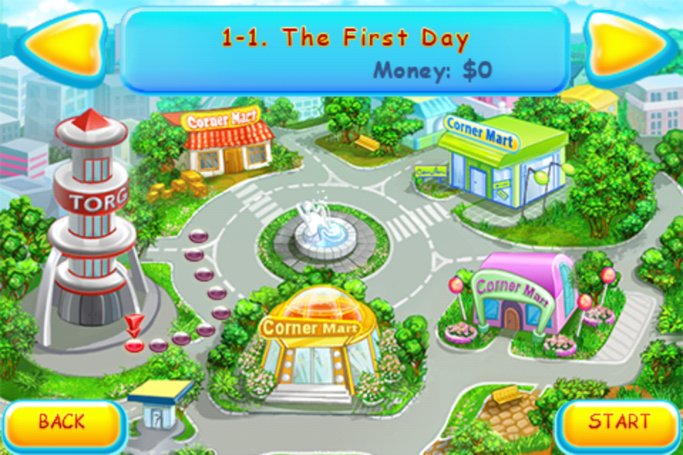 Supermarket Mania (iPhone) screenshot: Level 1-1: The First Day