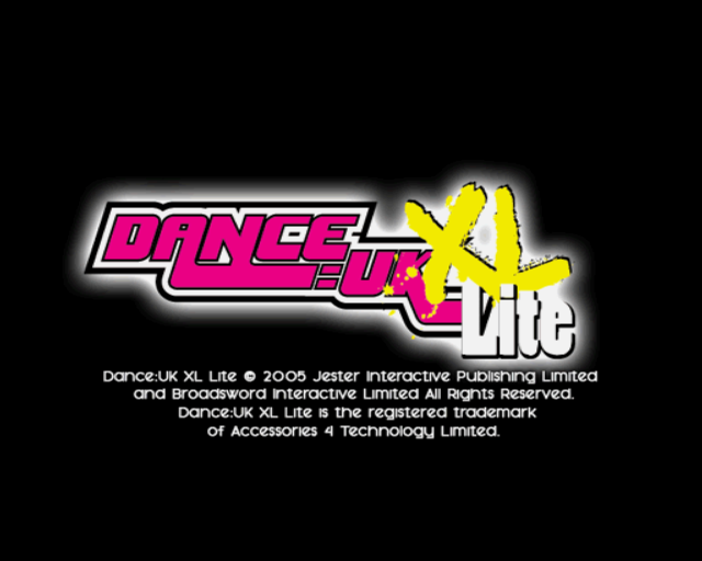 Dance:UK XL Lite (PlayStation 2) screenshot: The game's title screen After a couple of screens of safety information and the usual company logos the main menu is displayed