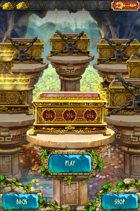 The Treasures of Montezuma 3 (iPhone) screenshot: This level requires me to reach three goals to clear.