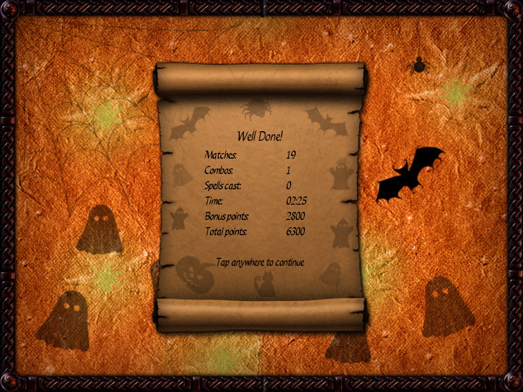 Spooky Runes (iPad) screenshot: I cleared the level