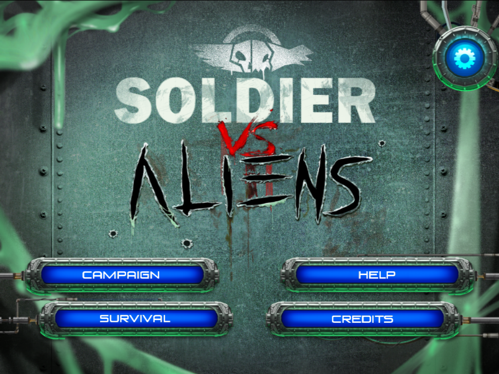 Soldier Vs Aliens (iPad) screenshot: Title and main menu