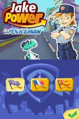 Jake Power: Policeman (Nintendo DS) screenshot: Title screen / Language selection