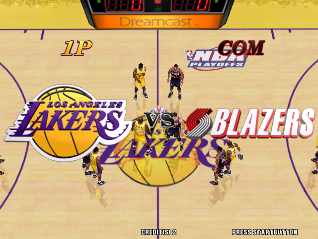 Virtua NBA (Arcade) screenshot: Time for a match: Lakers vs. Blazers