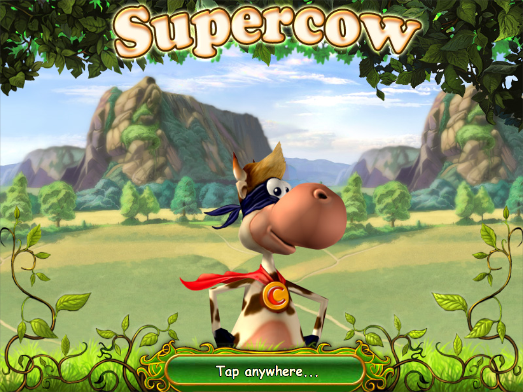 Supercow (iPad) screenshot: Title and loading screen