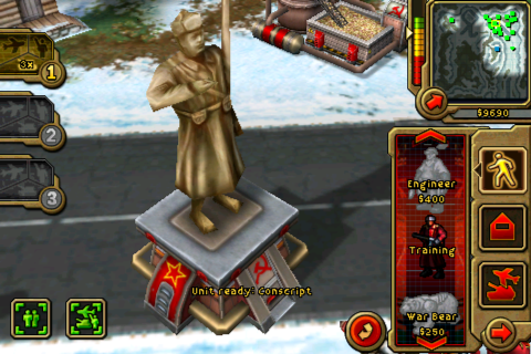 Command & Conquer: Red Alert (iPhone) screenshot: Producing troops at the barracks