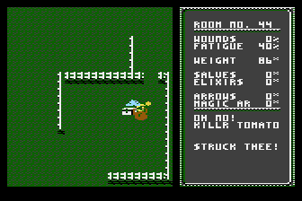 Temple of Apshai Trilogy (Atari 8-bit) screenshot: Defeated by a killer tomato!