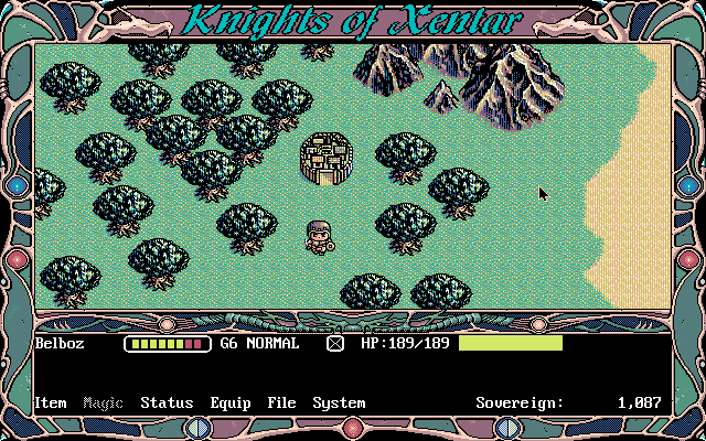 Knights of Xentar (DOS) screenshot: Walking in the wilderness near the village with no name
