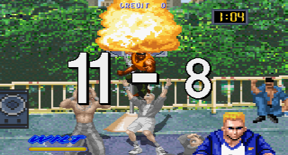 Hard Dunk (Arcade) screenshot: Reaching eleven and the hoop explodes