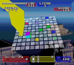 Cu-On-Pa SFC (SNES) screenshot: A new square is heralded by an impressive lightning bolt.