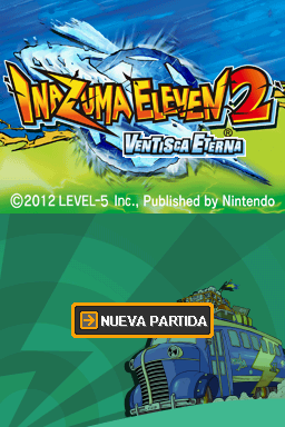 Inazuma Eleven 2: Blizzard (Nintendo DS) screenshot: Title screen (Spanish)