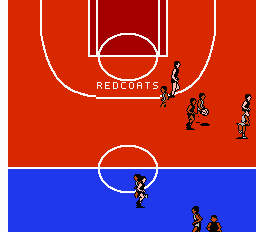 All-Pro Basketball (NES) screenshot: Jockeying for position