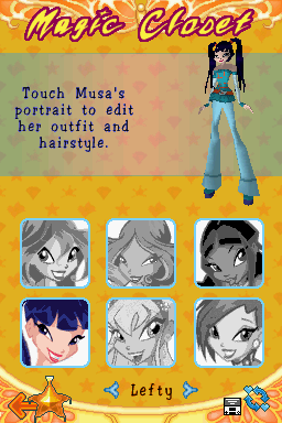 Winx Club: Mission Enchantix (Nintendo DS) screenshot: Magic Closet - Musa
