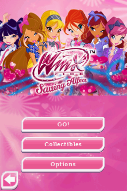 Winx Club: Saving Alfea (Nintendo DS) screenshot: Title screen / Main menu