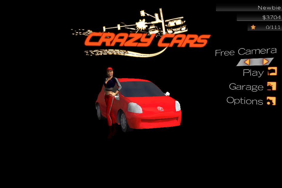 Crazy Cars: Hit the Road (iPhone) screenshot: Main menu