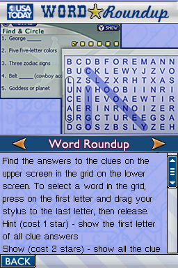 USA Today: Puzzle Craze (Nintendo DS) screenshot: Word Roundup