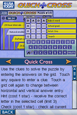 USA Today: Puzzle Craze (Nintendo DS) screenshot: Quick Cross