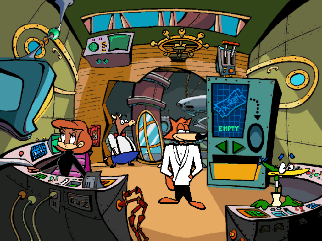 Spy Fox in "Dry Cereal" (iPad) screenshot: In the command center