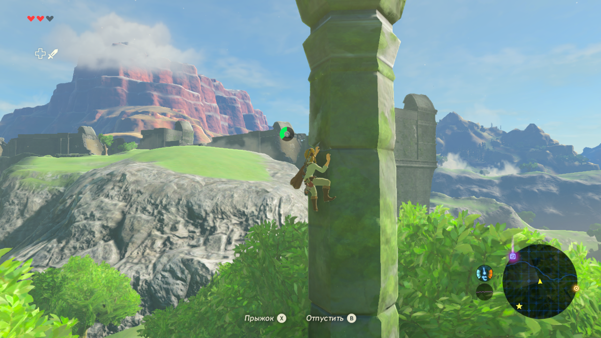 The Legend of Zelda: Breath of the Wild (Wii U) screenshot: Link can climb any surface (provided he has enough stamina)