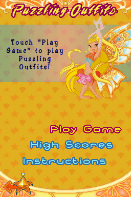 Winx Club: Mission Enchantix (Nintendo DS) screenshot: Puzzling Outfits menu