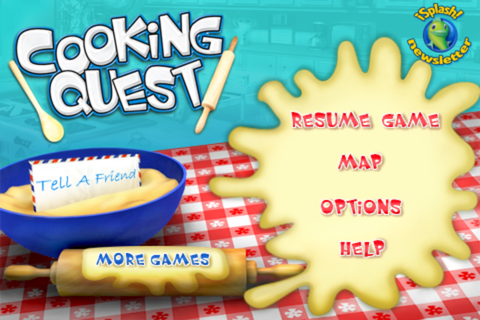 Cooking Quest (iPhone) screenshot: Main menu