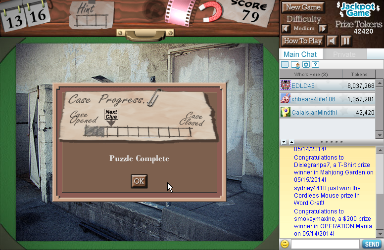 Jigsaw Detective (Browser) screenshot: Progress is slow.
