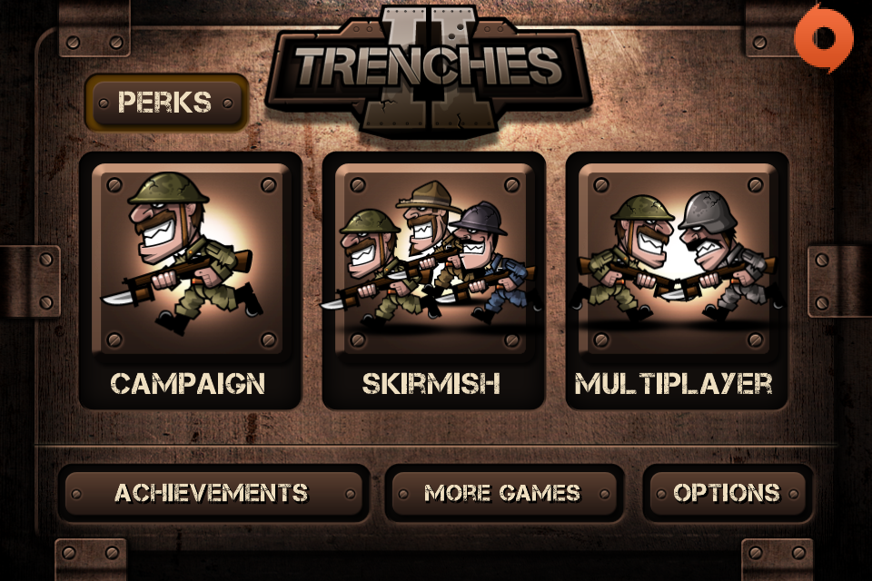 Trenches II (iPhone) screenshot: Main menu
