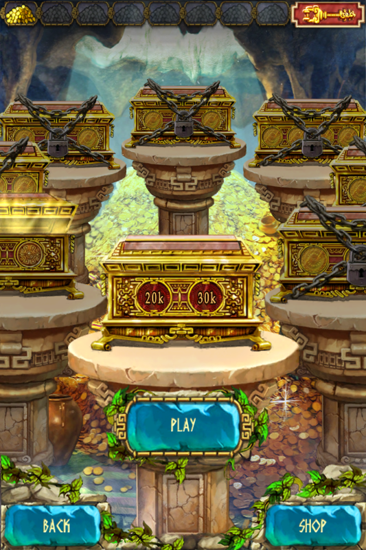 The Treasures of Montezuma 3 (iPhone) screenshot: One chest opened now on to the next