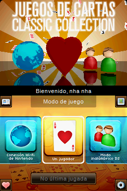 Ultimate Card Games (Nintendo DS) screenshot: Title screen (EU - Spanish)