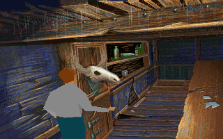 Alone in the Dark 3 (DOS) screenshot: Behind the bar ...