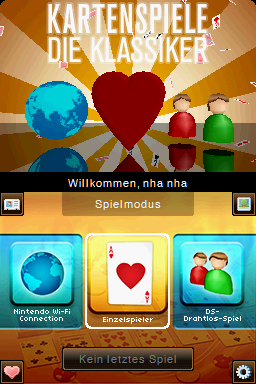Ultimate Card Games (Nintendo DS) screenshot: Title screen (EU - German)