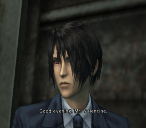 Dirge of Cerberus: Final Fantasy VII (PlayStation 2) screenshot: Good evening to you too.