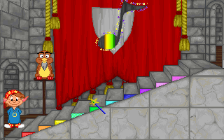 Scooter's Magic Castle (DOS) screenshot: Musical stairs