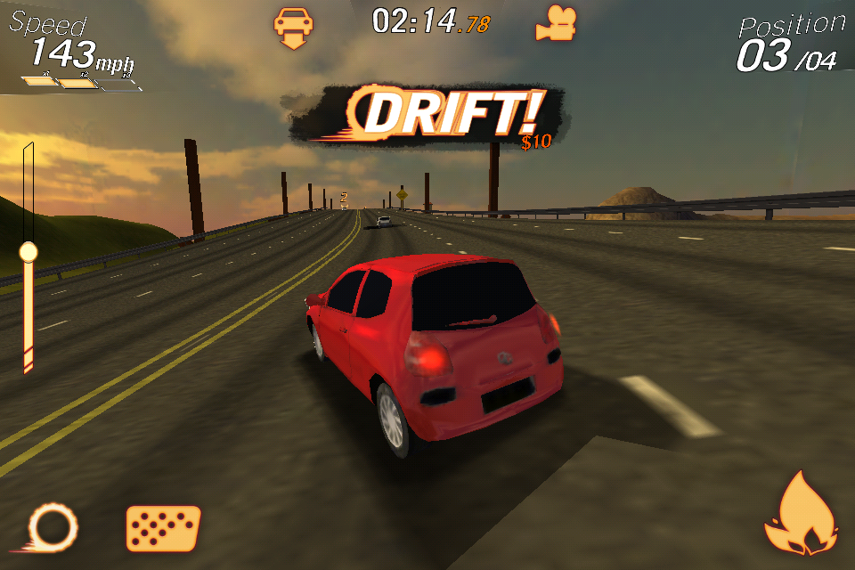 Crazy Cars: Hit the Road (iPhone) screenshot: Drifting