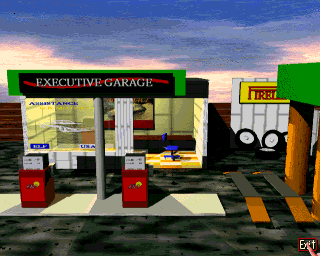 Rally Championships (Amiga) screenshot: Garage (AGA version)