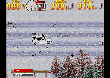 Rally Championships (Amiga) screenshot: Winter race (AGA version)