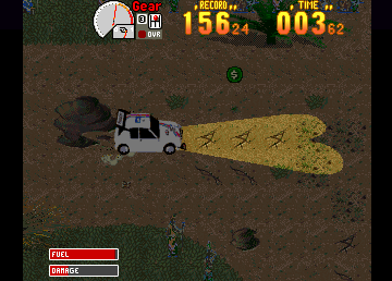 Rally Championships (Amiga) screenshot: Desert night race (AGA version)