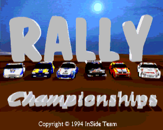 Rally Championships (Amiga) screenshot: Title screen (ECS version)