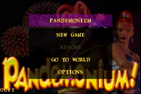 Pandemonium! (iPhone) screenshot: Main menu