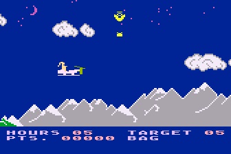 Special Delivery: Santa's Christmas Chaos (Atari 8-bit) screenshot: Trying to Catch a Present